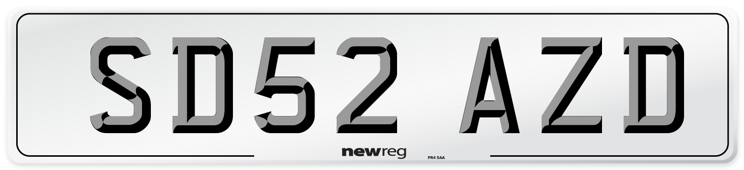 SD52 AZD Number Plate from New Reg